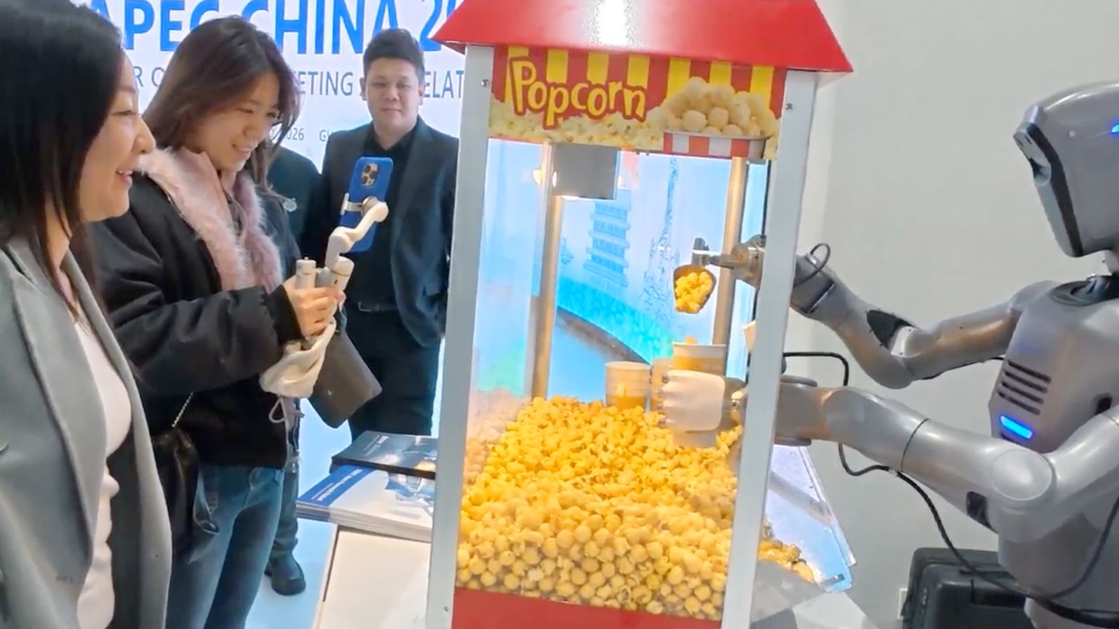 DOBOT Atom Humanoid Robot serving popcorn